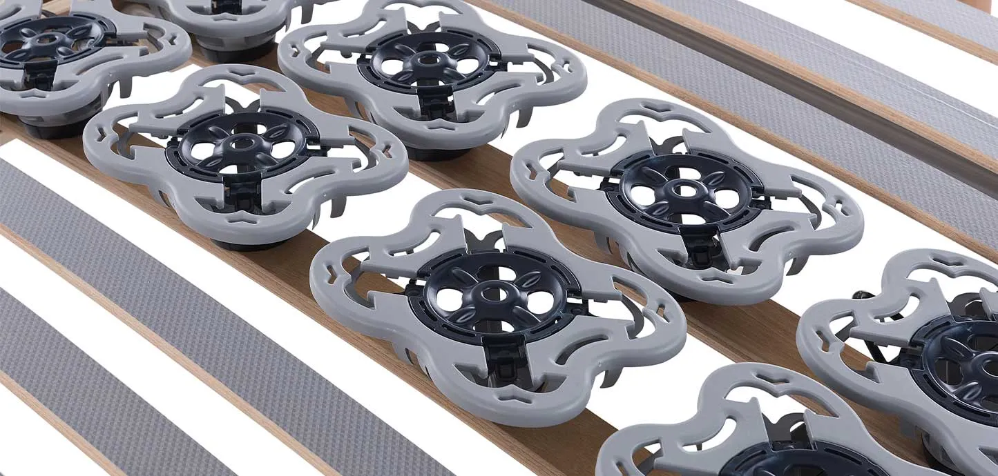 Piastre ergonomiche grigie e nere della rete Ergo Due Elettrica Magniflex viste dall'alto