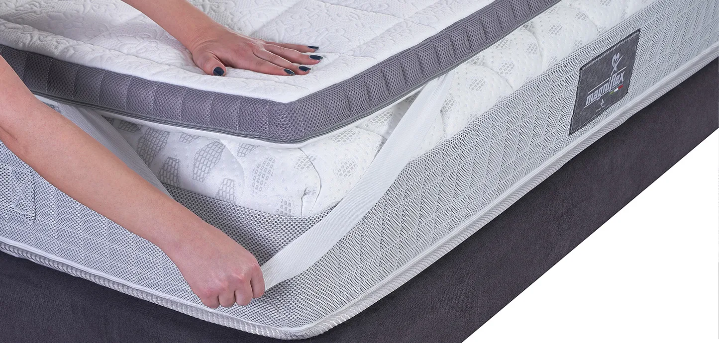 Elastico d'angolo che fissa il Topper Classico Plus Firm Magniflex al materasso